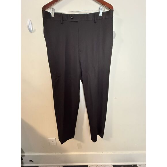 Saddlebred Adult Men Size 36w x 29L Black Flat Front Straight Pants Comfort Wais - Picture 1 of 4
